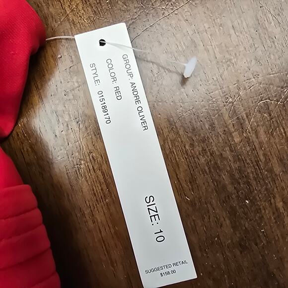 NEW NWT Women's Andre Oliver Red Off the Shoulder Party Cocktail Dress | Size 10 - Picture 9 of 11